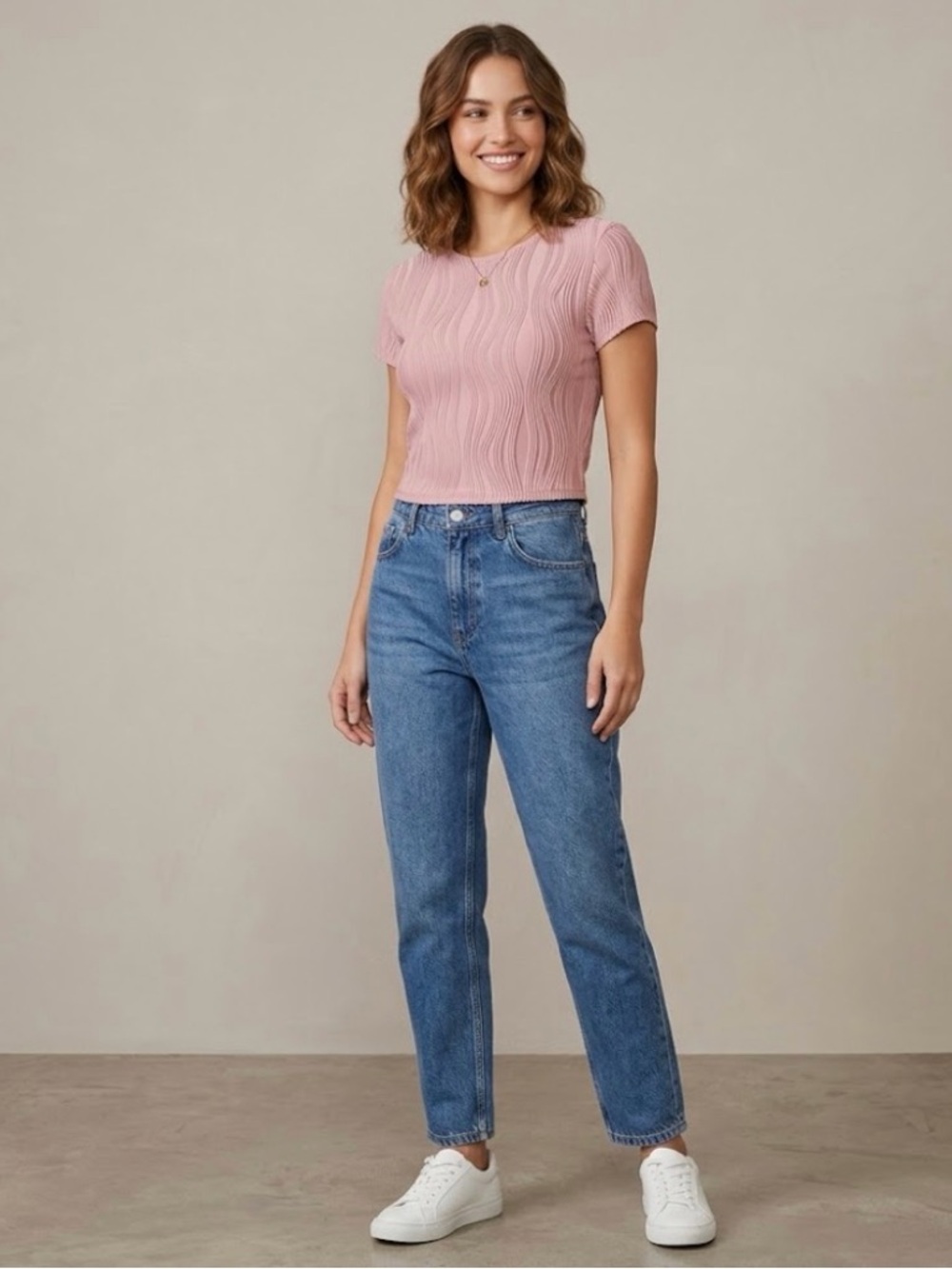 Le Lis Boutique Pink Wave Textured Top